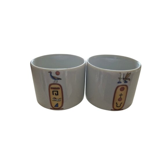 F.M. T. Limoges VTG Collectible Egyptian Revival Mug Cups Porcelain Hieroglyphic - Picture 3 of 8